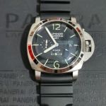 Best Quality Replica Panerai Luminor GMT Black Face Black Rubber Band Watch 
